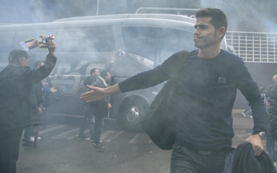 Hidalgo, arribant ahir al Municipal d'Olot | Roger Benet